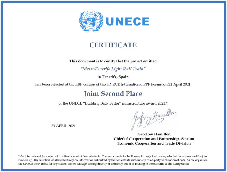 Tranvía de Tenerife, premiado por la ONU
