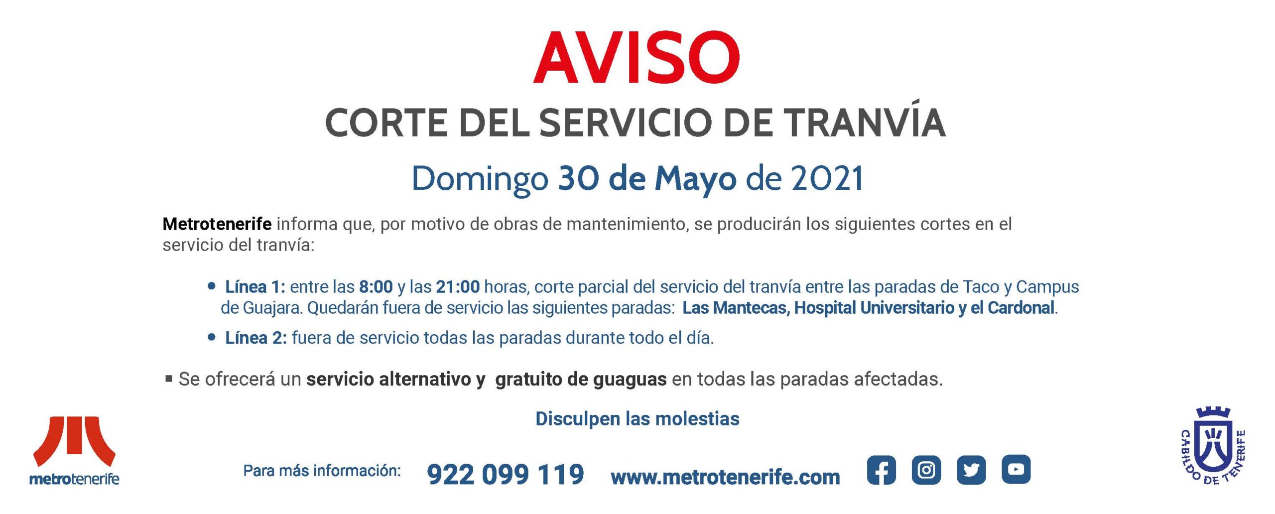 Cartel informativo de las modificaciones en el servicio de la Línea 1 y la Línea 2.