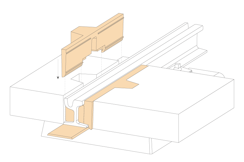 sección chaqueta carril sin perfil metálico